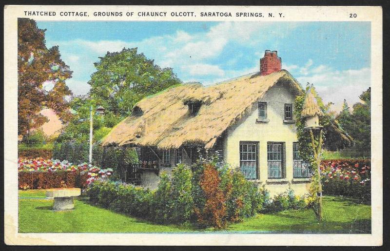 Thatched Cottage on Grounds of Chauncy Olcott Saratoga Springs NY Unused c1920s