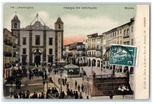 1919 Scene at the Plaza Praca Do Giraldo Evora Portugal Antique Postcard