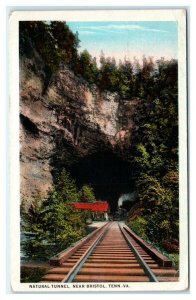 BRISTOL, TN/VA ~ Natural RAILROAD TUNNEL & Depot? 1925 Franklin County Postcard
