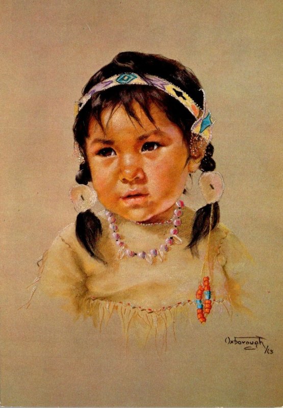 Painting Prairie Sparrow Canadian Indian Child By Dorothy Oxborough