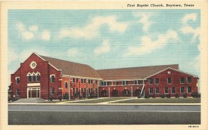 G50/ Baytown Texas Postcard Linen First Baptist Church Building