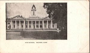 View of Town Hall, Milford CT Location of Central Schools UDB Vtg Postcard M79