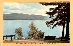 New York Lake George Diamond Island From Hearthstone Point  Dexter Press