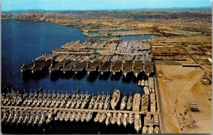 Circa 1955 San Diego Vintage Postcard Point Mothballed Naval Ships Fleet