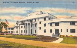 Miami, FL Florida  VARIETY CHILDREN'S HOSPITAL  ca1940's Tichnor Linen Postcard