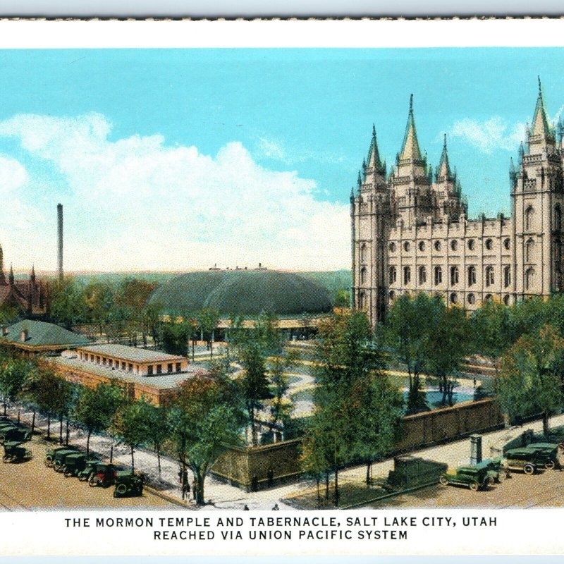 c1920s Salt Lake City, UT Mormon Temple Tabernacle Union Pacific Railway PC A274