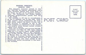 c1940s Marion, OH Harding Memorial Building Linen PC Marble Sarcophage Tomb A289