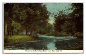 Kishwaukee River View Near Rockford Illinois IL 1909 DB Postcard W7