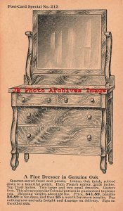 Advertising Postcard, Quaker Valley Manufacturing, Oak Dresser, Aurora Illinois