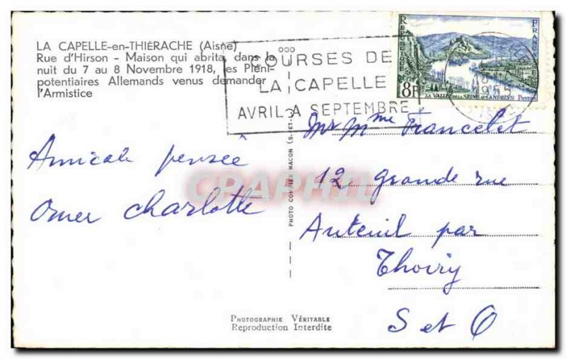 Postcard Modern Capelle in Thierache Rue d & # 39Hirson