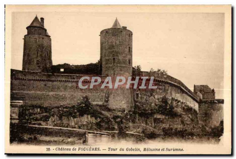 Old Postcard Fougeres Chateau Tour Goblin Melusine and Surienne