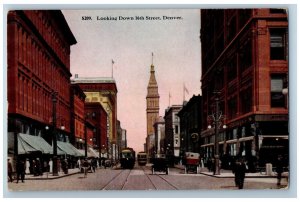 Denver Colorado CO Postcard  Looking Down 16th Street Business Section c1910's