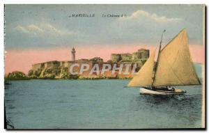 Old Postcard Marseille Chateau d'If boat