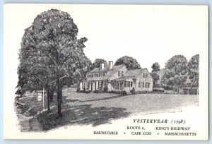 c1940 Cape Cod Massachusetts Postcard Yesteryear King's Highway Barnstable