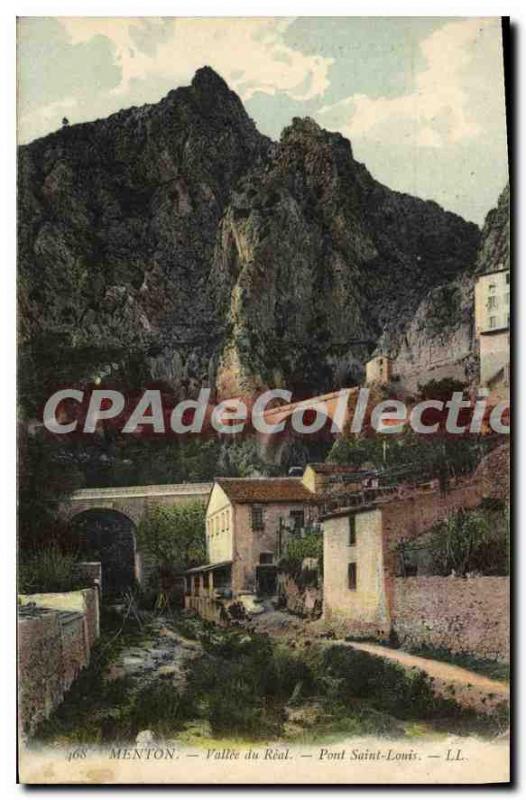 Old Postcard Menton Vallee Real Pont Saint-Louis