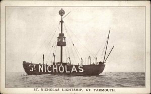 Boats, Ships Ligthship Lighthouse Related ST. NICHOLAS c1915 Postcard