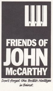 Friends Of John McCarthy Political Prisoner Hostage Petition Postcard