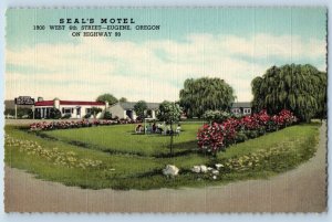 c1940's Seal's Motel & Restaurant Grounds West 6th Street Eugene Oregon Postcard