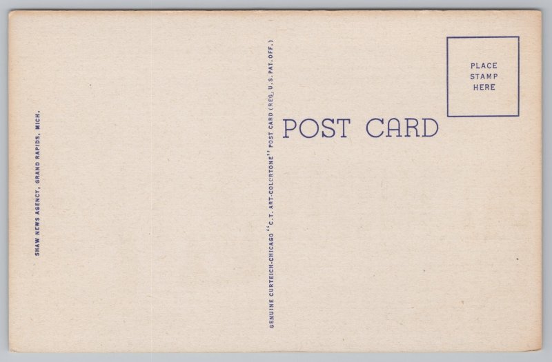 Linen~Civic Auditorium Grand Rapids Michigan~Vintage Postcard