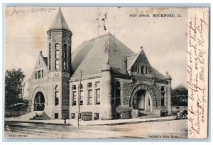 Rockford Illinois IL Postcard Post Office Exterior Roadside Scene 1905 Vintage