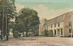 Warehouse Point CT Bridge Street Trolley Storefronts Groceries Postcard