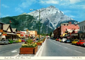 Canada Banff Avenue With Stoney Squaw Mountain and Cascade Mountain