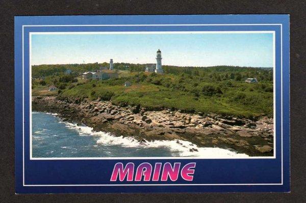 ME Two Lights Park Light Lighthouse Cape Elizabeth Maine Postcard PC