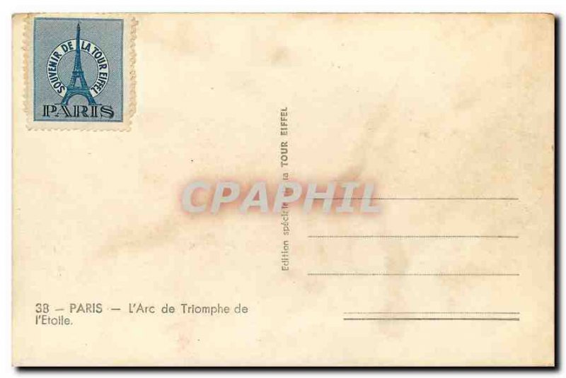 Old Postcard Paris Arc de Triomphe Etoile