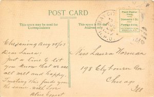 High School Chesaning Michigan 1907 hand colored postcard