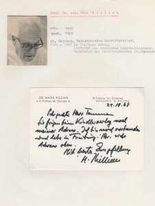 Hans Killian German Surgeon Book Author 1968 Hand Signed Autograph