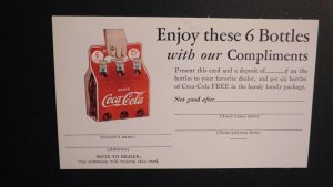 Mint Postcard Coca Cola Ad A Treat For The Whole Family Complimentary Coupon