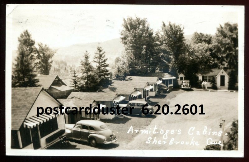 2601 - SHERBROOKE Quebec 1949 Armitage's Cabins. Old Cars. Real Photo Postcard