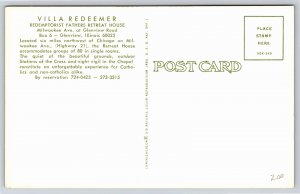 Glenview Illinois~Villa Redeemer Fathers Retreat House~Vintage Postcard