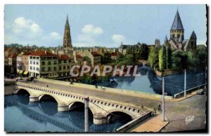 Modern Postcard Metz Middle Bridge and Temple Protestant