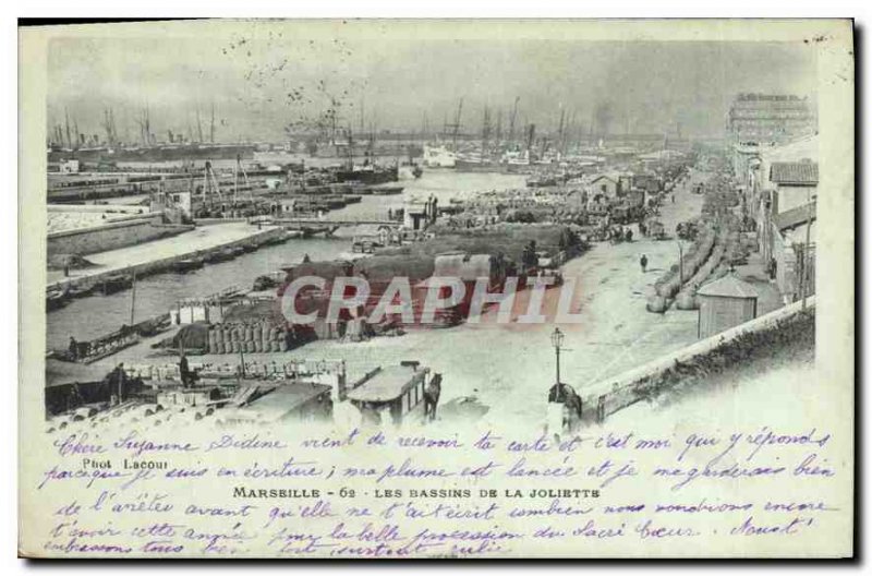 Old Postcard Marseille on the Joliette Basins