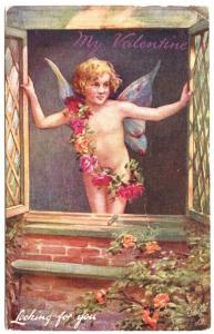 Raphael Tuck Cupid's Capers Valentine looking for you 1912 Postcard