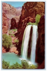 c1950's Deep in the Grand Canyon, Havasu Creek, Havasu Falls Arizona AZ Postcard