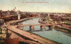 Vintage Postcard Bird's  Eye View Of City And Bridges Moscow Russia