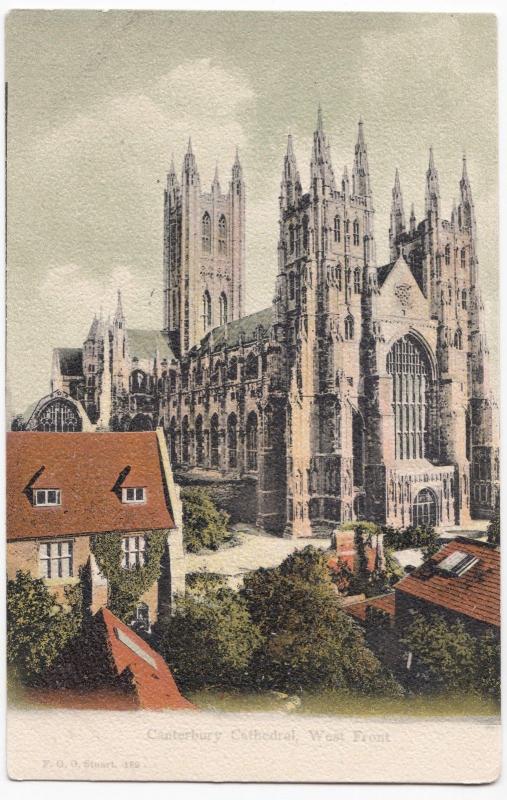 Kent Canterbury Cathedral West Front PPC Unposted Pre WW1