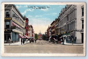 Logansport Indiana Postcard Fourth St Building Classic Cars 1916 Vintage Antique