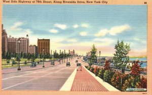 Vintage Postcard 1930's West Side Highway 79th St. Riverside Dr. New York City