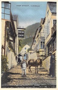 High Street Scene New Inn CLOVELLY Devon, England Vintage Postcard ca 1910s