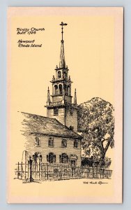 Trinity Church Ruth Rhoads Lepper Gardiner Artist Signed Newport RI Postcard R1