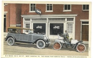 Postcard Car Repair Franklin Sales Service West Chester PA WH Wood