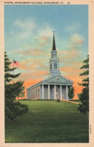 Middlebury College Chapel Vermont Postcard 2T7-101