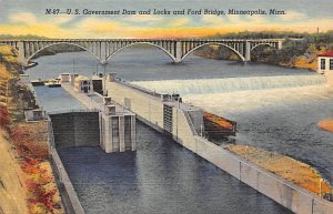 US Government Dam and Locks Ford Bridge - Minneapolis, Minnesota MN  