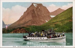 Boat Glacier National Park MT Going to Sun Mountain Lake St Mary's Postcard H48