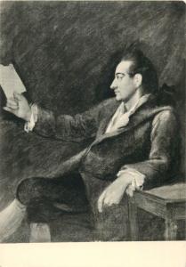 Goethe painting by G. M. Kraus postcard