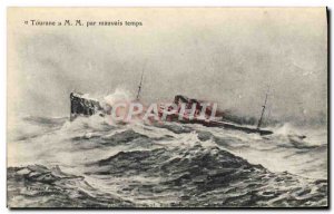 Old Postcard Boat Ship Turan MM in bad weather