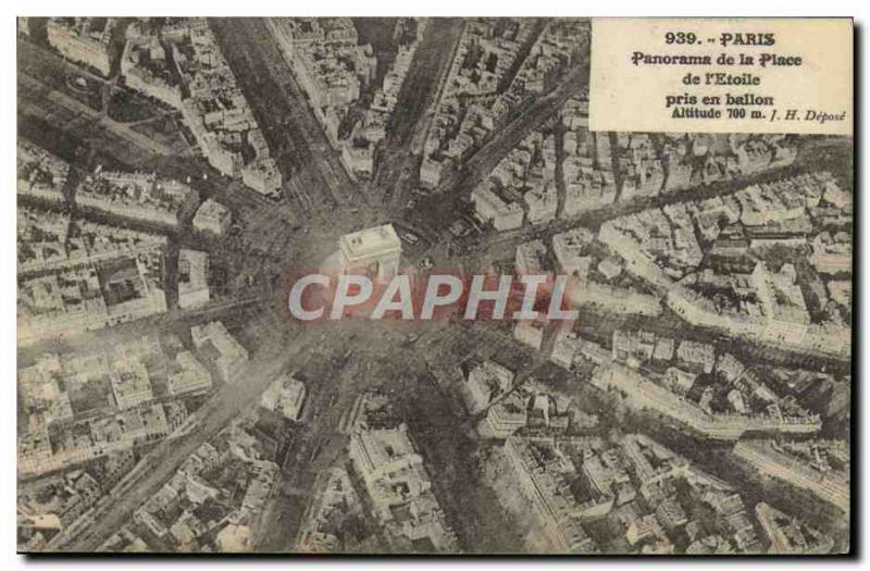 Old Postcard Aviation Zeppelin Airship Panorama of the place of & # 39Etoile ...